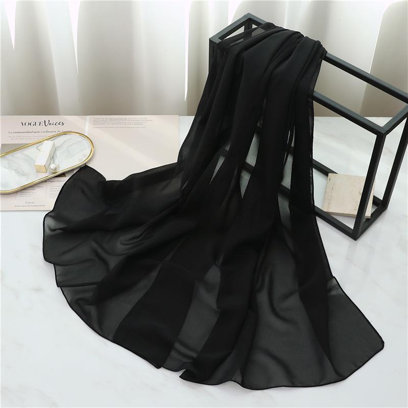 

Прямоугольный шарф из жемчужного сплошного шифона: Универсальный женский платок и шаль. 175*70cm