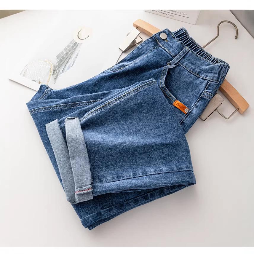 Plus Size High Waist Slimming Harem Jeans for Women - Elastic Waist Cropped Pants 2022 2XL