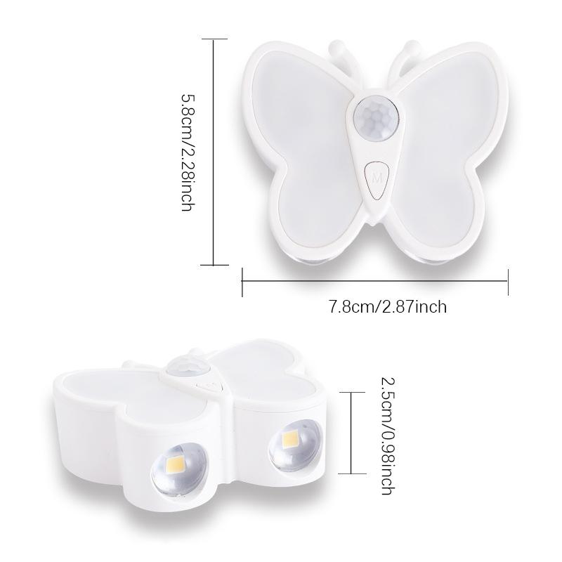 Butterfly Motion Sensor Night Light LED Under Cabinet Lights Rechargeable Lamp for Closet Wardrobe Stair Bedroom Kitchen Decor