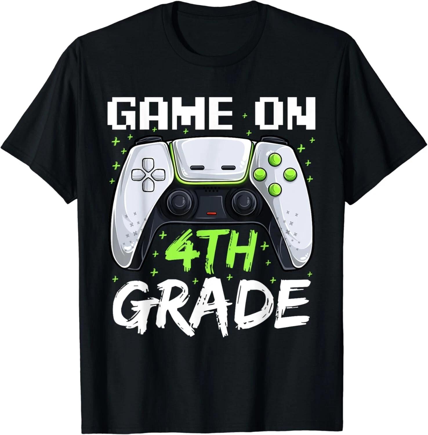 Game On 4th Grade Shirt_ Funny Back To School Gamer Boys Gift Unisex T-Shirt L