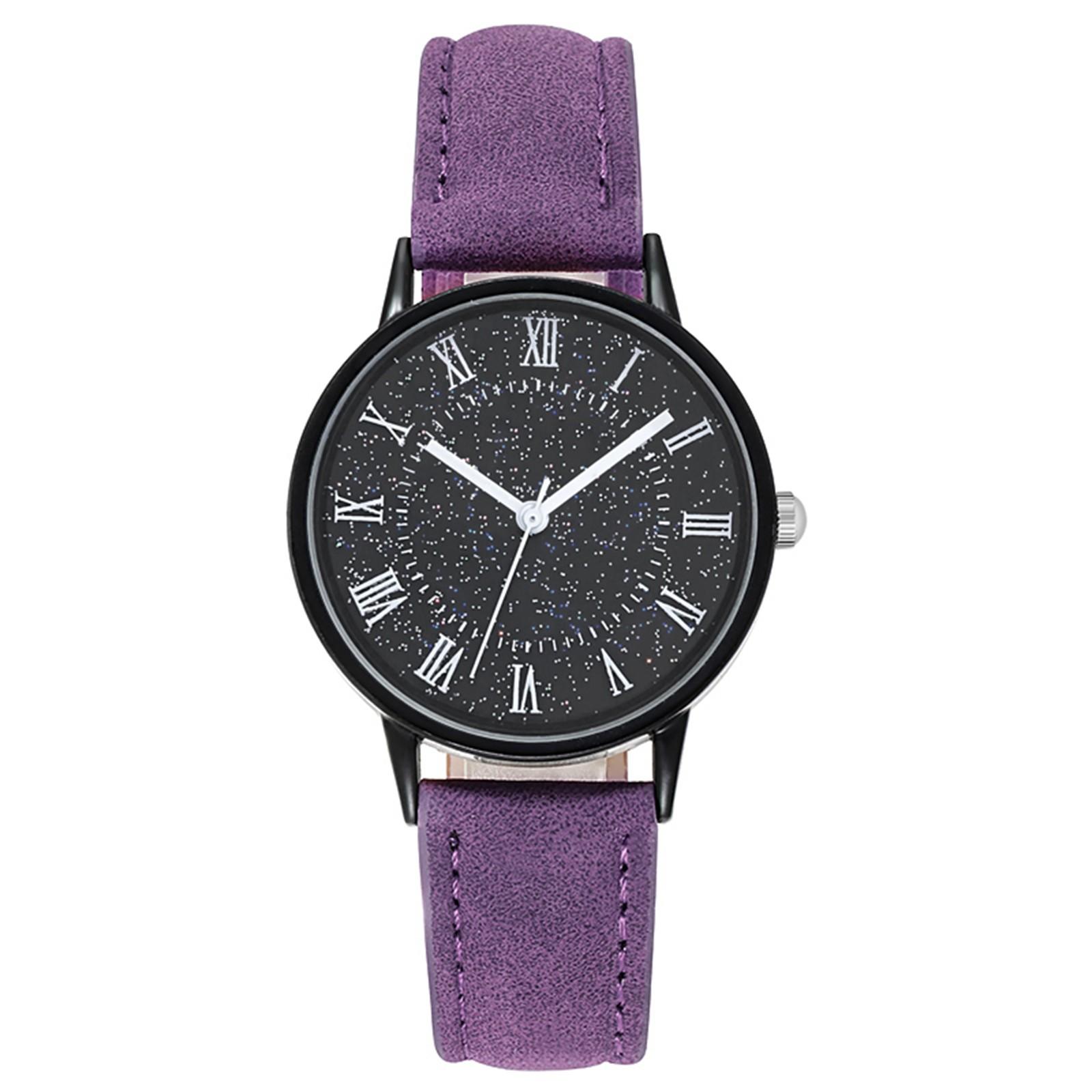 

Женские часы Кварцевый циферблат Часы Star Sky Матовый кожаный ремешок Женские часы и часы для девочек One Size фиолетовый