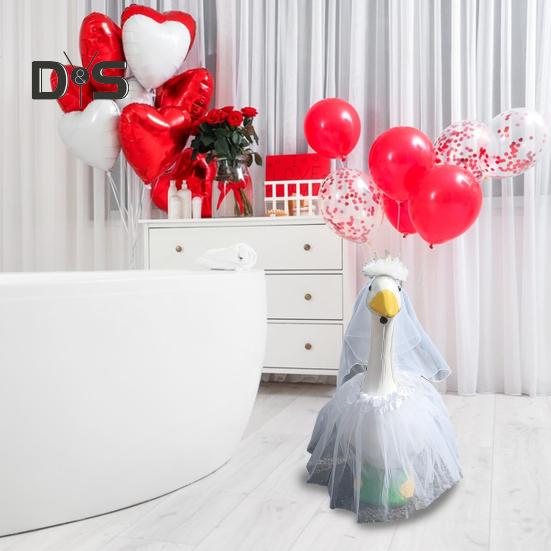 White Wedding Porch Goose Clothes Easy to Wear Festival Goose Attire Garden Decor Porch Goose Outfit