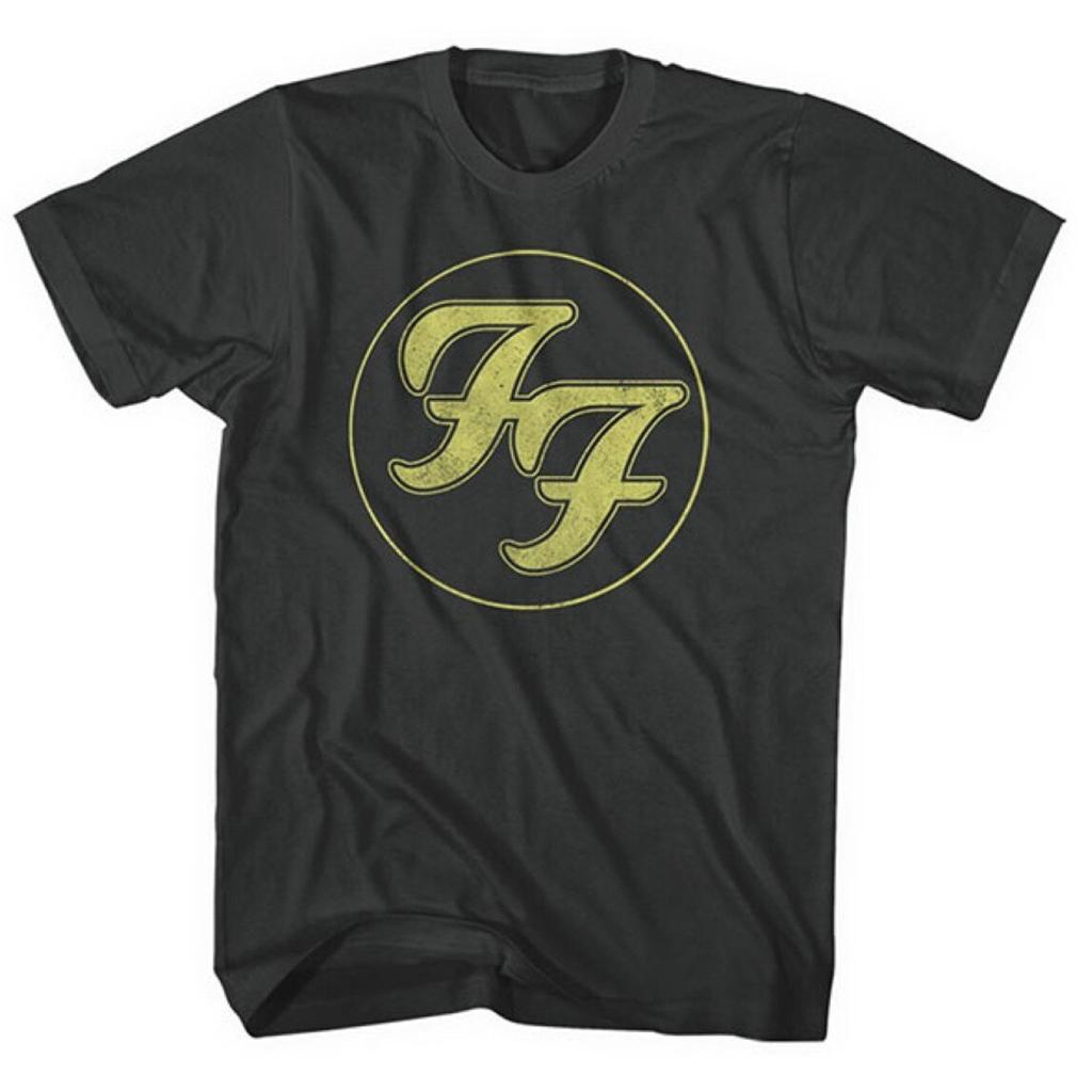Foo Fighters T-Shirt Distressed Logo Dave Grohl Rock Official New Black