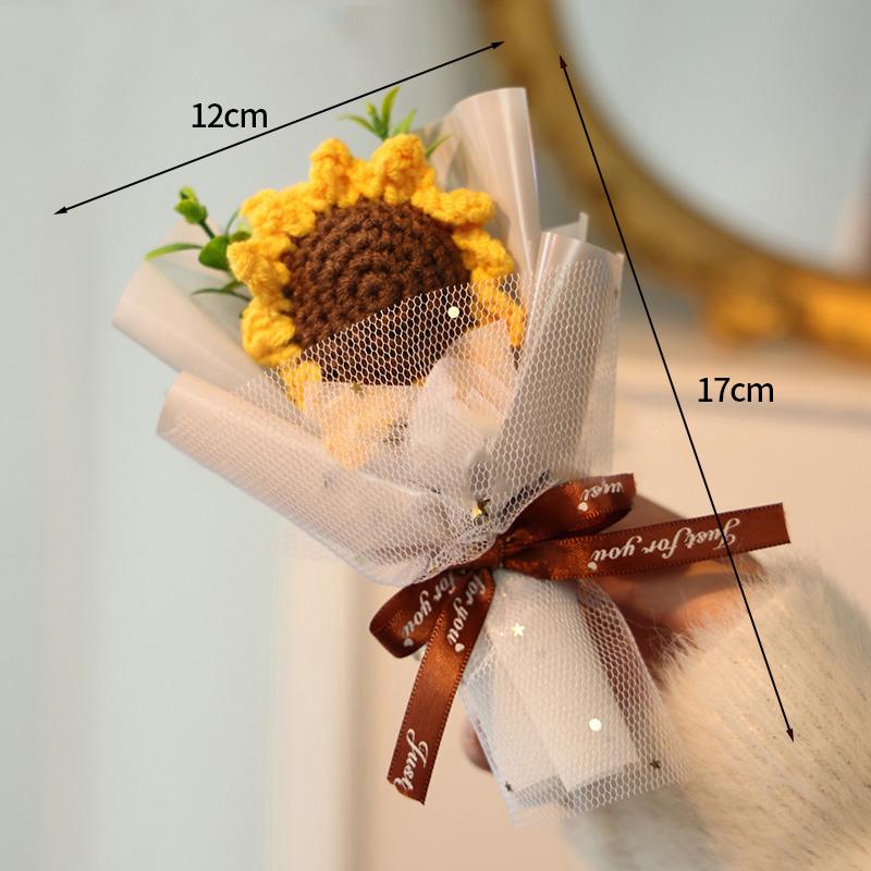 Sunflower Bouquet Gift Handmade Knitted Creative Valentine's Day Gifts For Girl DIY Simulate Bouquet Handmade Knitted Bouquet