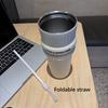 Portbale 710ML Straw Vacuum Cup 316 Stainless Steel Leakproof Insulated Cup Cold&Hot With Lifting Rope Vacuum Flask Office