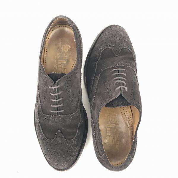 Netherlands VAN BOMMEL Leather Goodyear Wingtip 25.5 Brown Full Brogue Medallion Dress Shoes(USED)