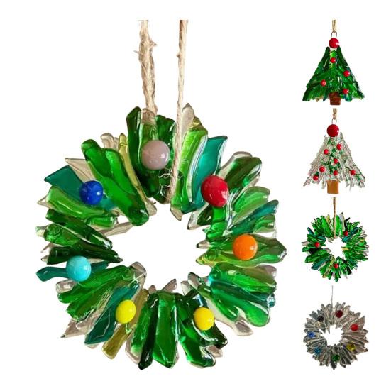 Crystal Christmas Tree Ornaments Clear Wreath/Tree Christmas Hanging Ornament for Holiday Indoor Outdoor Home Decor