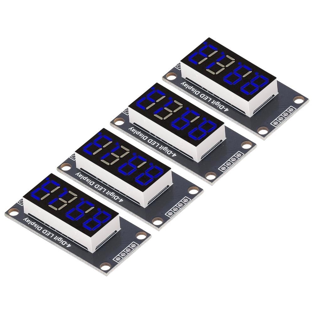 4 Set 0.36 Inch Digital Tube Display Module 4 Digit 7 Segment with Pin Header LED Segment Display TM1637 Drive Chip