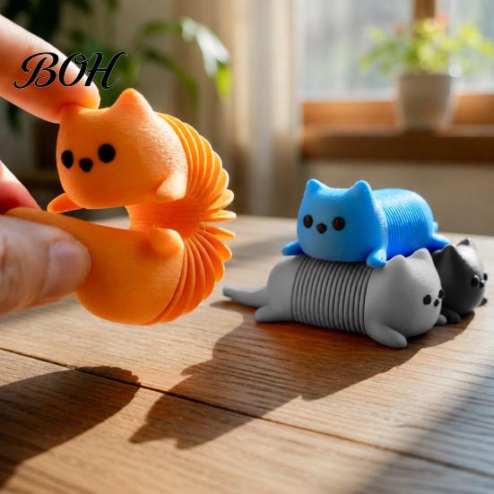 Springy Animal Toy 3D Printed Cat Fidget Toy, Stretchy Dog Stress Relief Sensory Flexible Spring Desk for Office Home Decor
