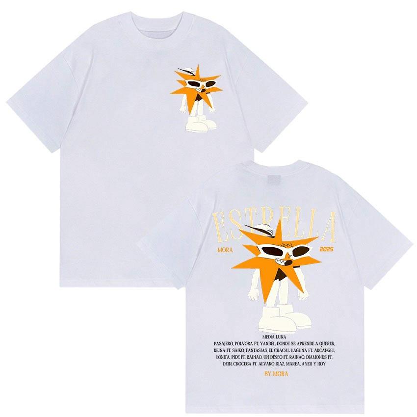 Rapper MORA Tour 2025 Merch Tričko Pánské Dámské Vintage Vysoce Kvalitní Módní Trička Hip Hopové Oblečení Oversized Bavlněné Tričko