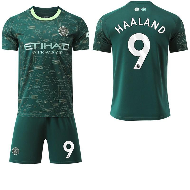 2025-26 Manchester City Tři Venkovní Zelená 47 Fudendoku Fotbalový Dres Trávový Dres Ne. 9 Harland Set