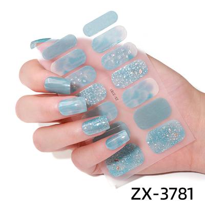 Smudge-dyed Semi-transparent Nail Stickers 3D Nail Polish Film Nail Stickers Onion Pink Checkered Adhesive Nail Stickers