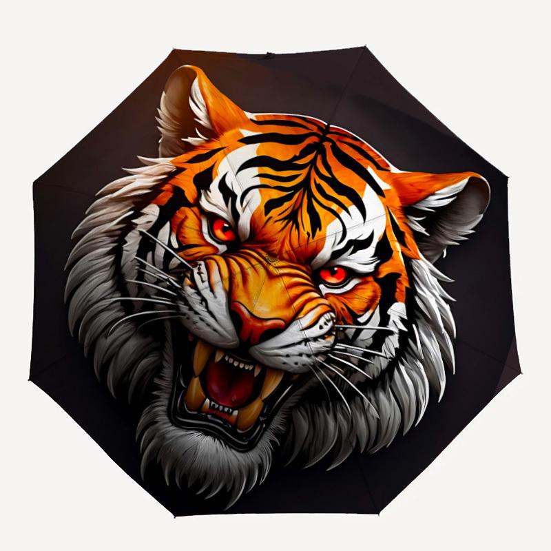 1pc Tiger Face Automatic Umbrella - Automatic Opening And Closing, Sturdy Iron Frame, Portable Folding Design yy251018215