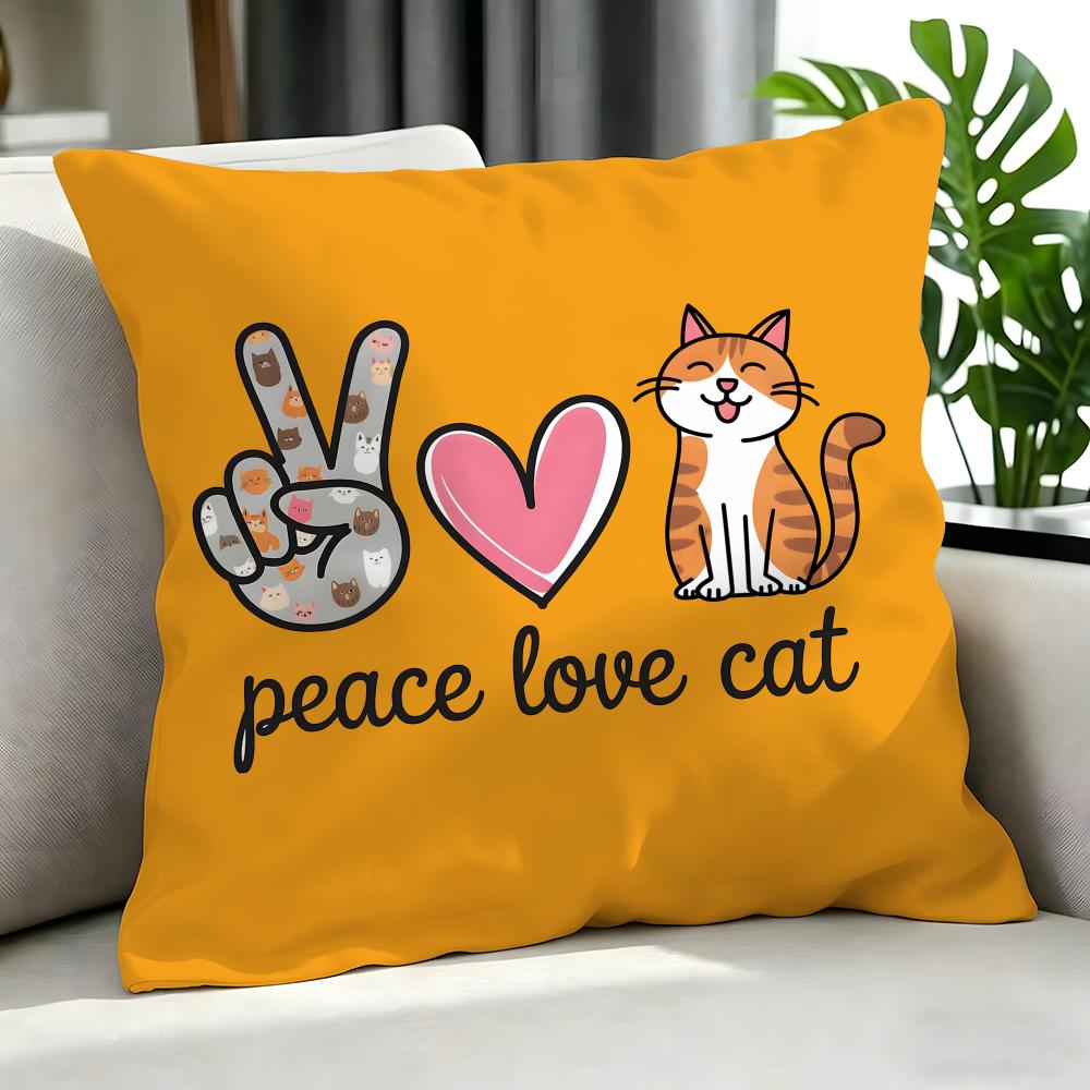 Cartoon HHeart Cartoon Cat Slogan Cushion Cover Cushion Cover Set Pcs x x x Pillowcase Decorative Sofa Home Decor