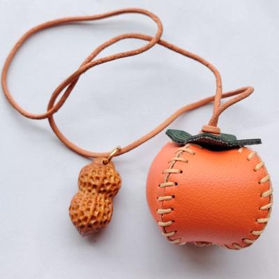 Ornement fait main en cuir véritable Convient pour Sacs Sac à main Sacs à dos, Charms de sac en cuir mignons Porte-clés fruits Accessoires