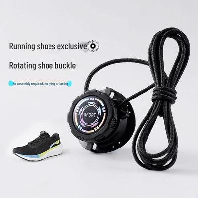Rotating No-Tie Shoe Laces: Black & White Sports Shoe Buckle Fixer