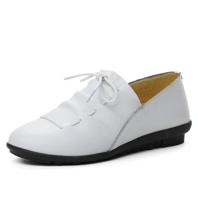 Women Shoes Loafers Lace Up Leather Flat New Spring Casual Comfortable Mom Shoe Mujer Zapatos Chaussure Femme
