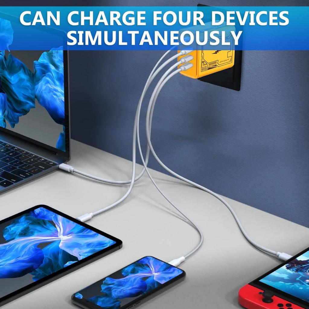 4 Ports 120W Charger Adapter 2 USB + 2 Type-C Fast Charging Charger Adapter for Iphone Xiaomi Samsung Huawei
