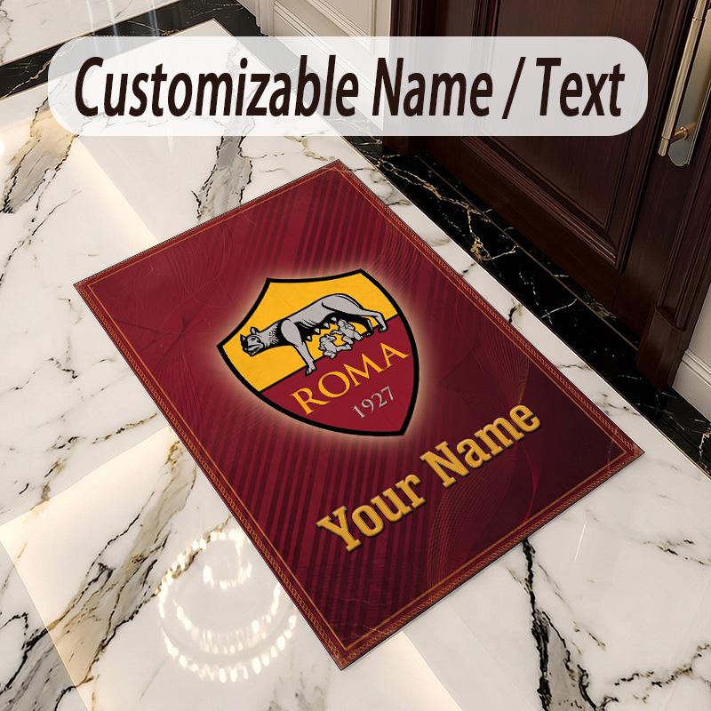 Crystal Velvet Rug AS Roma Print Custom Name Text Floor Mat Home Decor