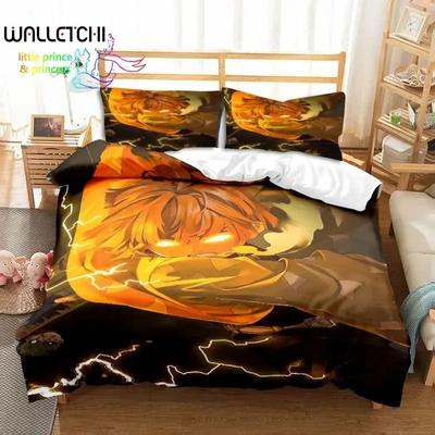 Juego de cama Agatsuma Zenitsu Anime Demon Slayer, individual, doble, matrimonial, queen y king, para dormitorio de adultos y niños, con impresión 3D