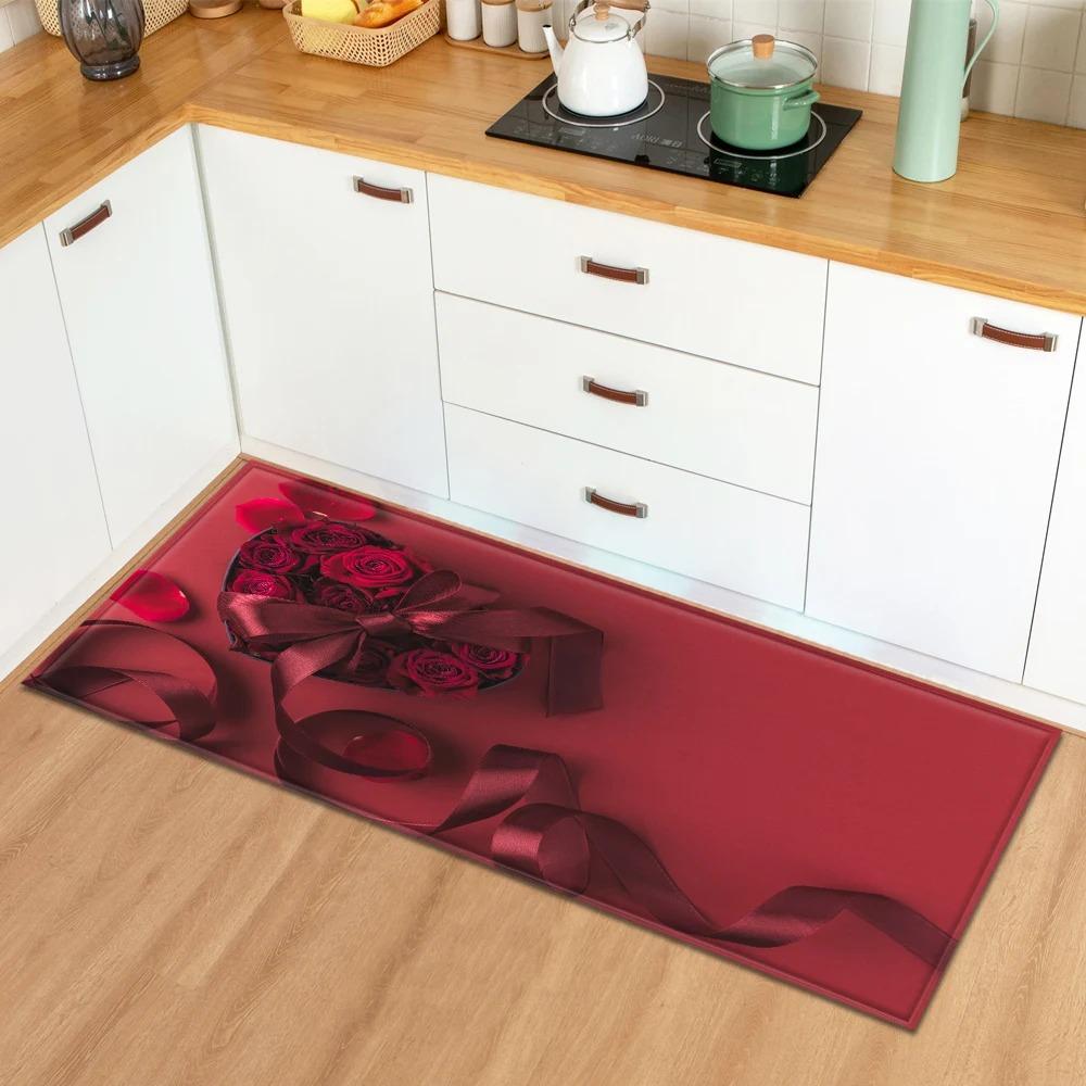 Valentinstag Liebe Rosenmuster Hausküche Bodenmatte Eingangsbereich Dekoration Bodenmatte