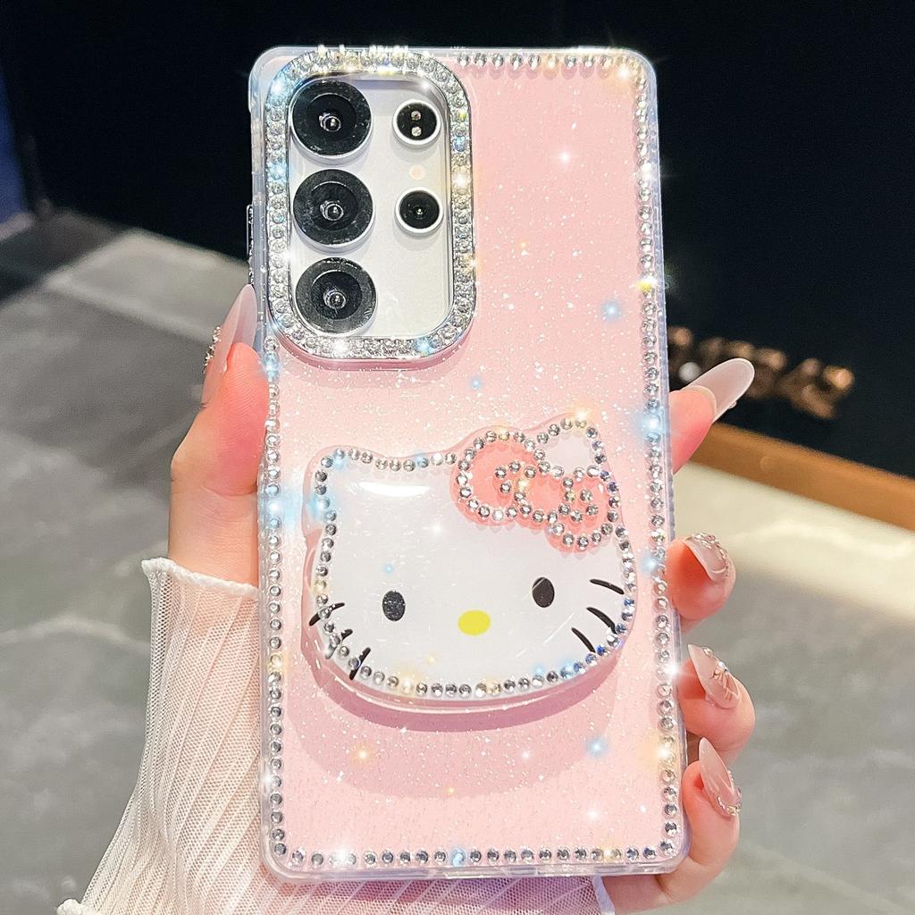 A37 Love Mirror Holder Suitable for Samsung S26Ultra Mobile Phone Case Flash Diamond S25 Flash Powder A56 Jacket