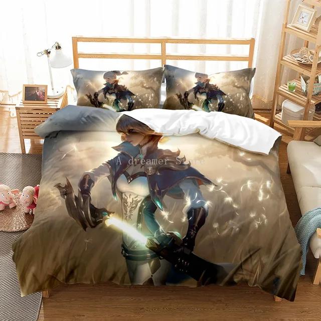 Genshin Impact Bedding Set For Kids Teens Boys Girls Game Duvet Cover With Pillowcase Microfiber Bedclothes Cartoon Bed Linen