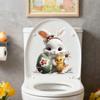 New Easter Flower Rabbit Toilet Sticker PVC Self-Adhesive Bathroom Decor Removable Waterproof Wall Stickers Wall Decoration