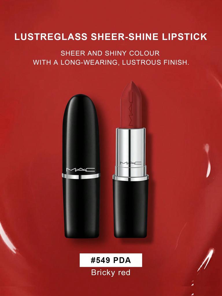 MAC Lustreglass Sheer Shine Lipstick - PDA (Bricky Red) 0.1 OZ./3g