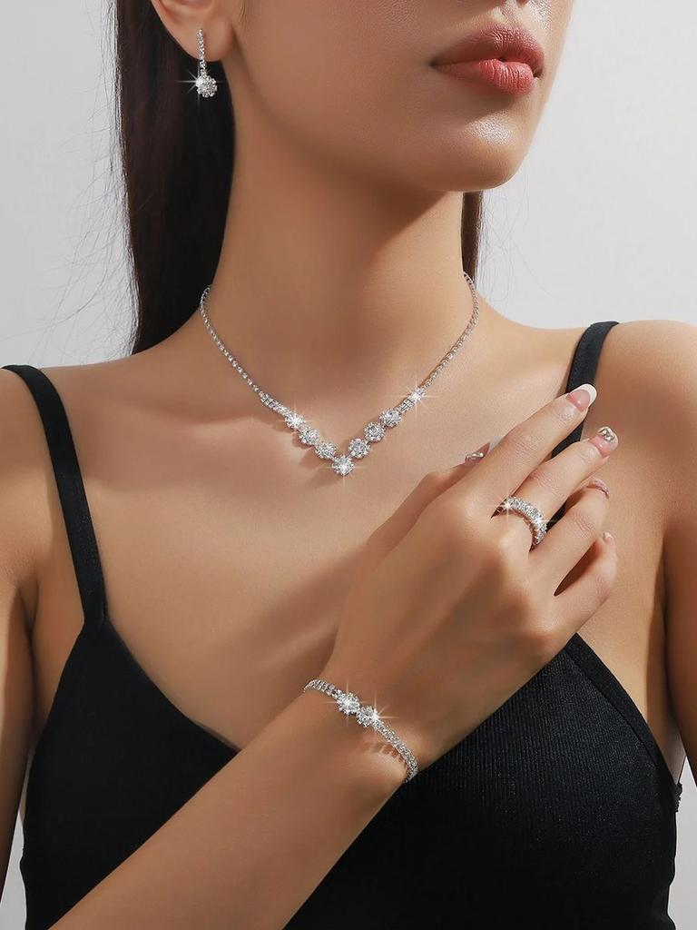 Women's Trendy Copper Claw Chain Cone Necklace Earrings Bracelet Ring Jewelry Set Wedding Banquet Party Holiday Gift