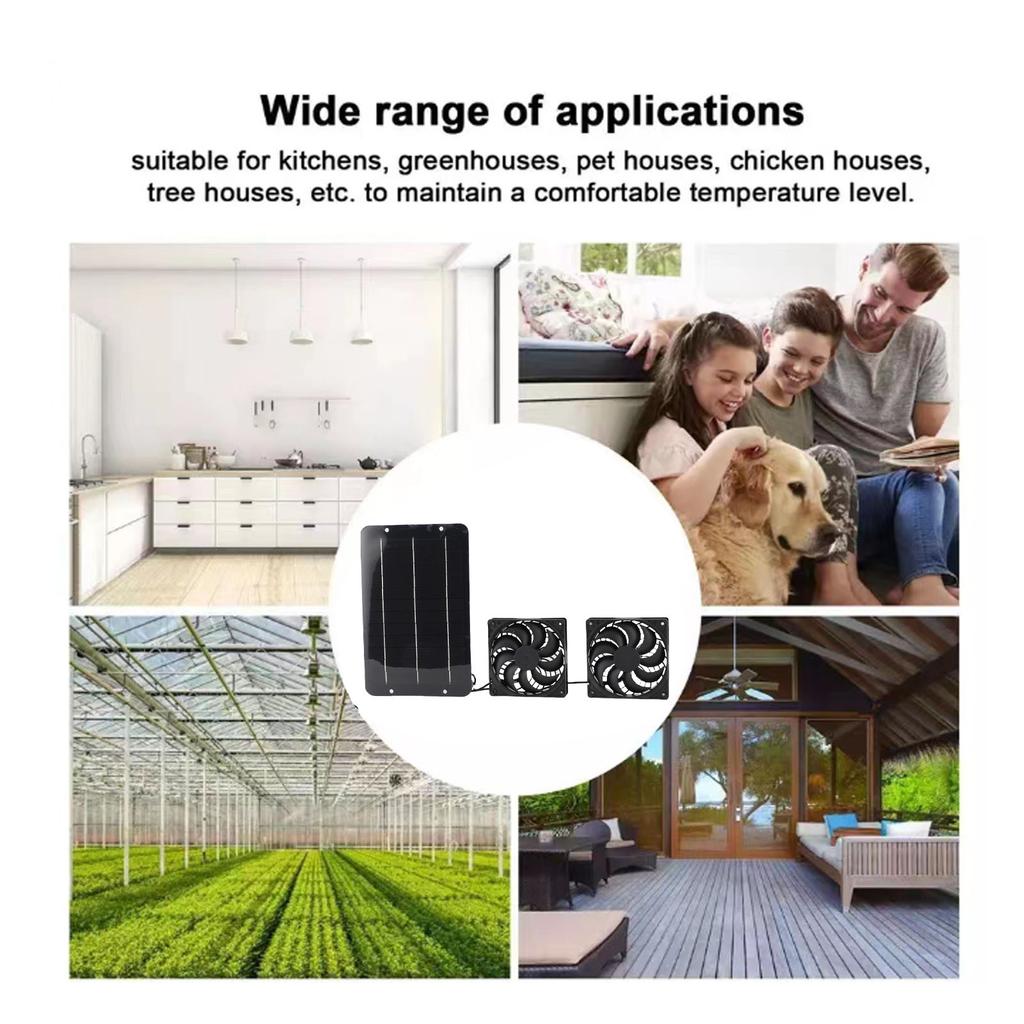 50W Solar Panel Powered Exhaust Fans Kit IPX7 Water Proof Solar Panel Ventilation Fans 4000 RPM for Dog House