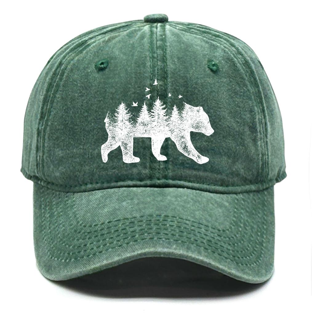 Forest Bear Washed Cotton Snapback Baseball Caps Gorra Hombre Leisure Distressed Adjustable Baseball Hat For Mountaineering