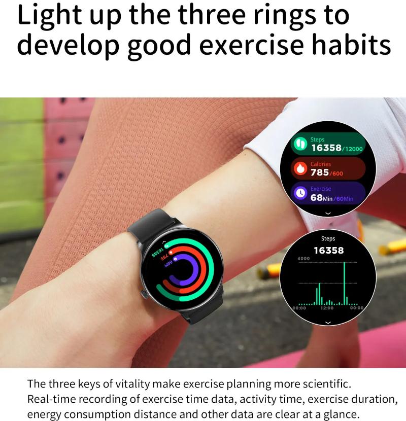 2025 Ny Smartklokke for Kvinner Gave 1,43 Tommers Full Touchskjerm Sports- og Treningsklokker Bluetooth-samtaler Digital Smartklokke Damer