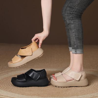 Damen Sommer Sandalen Plateau Bequeme Sandalen Weiblich Vintage Offene spitze Atmungsaktiv Strand Römersandalen Sandalias Mujer
