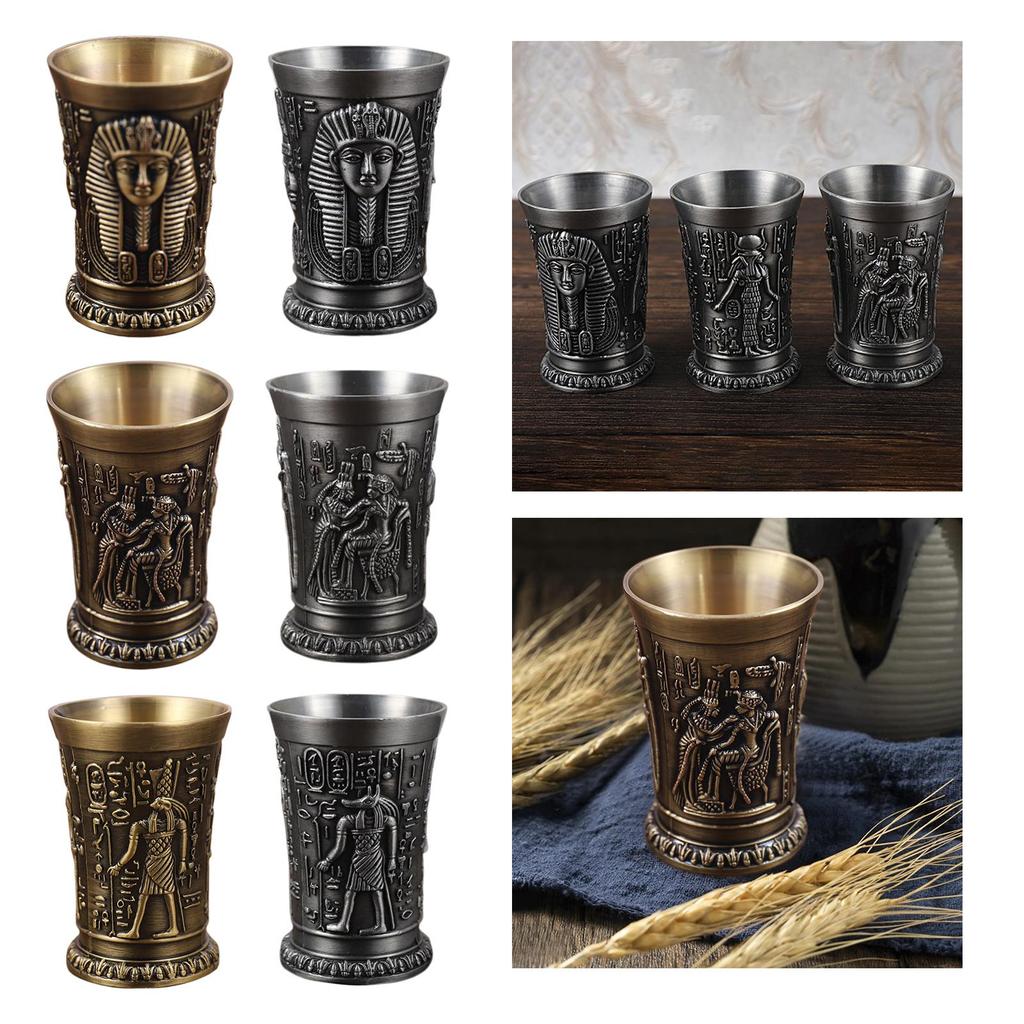 Creative Metal Wine Shot Glass Retro Egyptian Design Drinkware for Banquet Reception Wedding Party