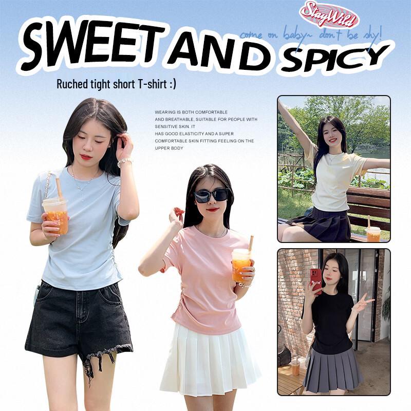 Warrior Women's Slim Fit Round Neck T-Shirt with Heart Line Print