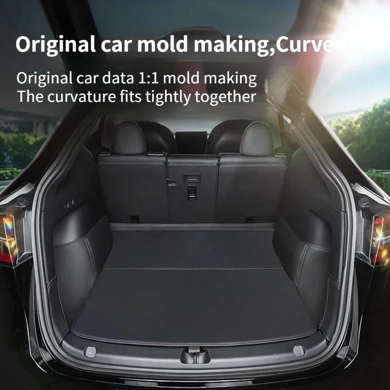 Anti-kick Pad Leather Trunk Mats for Tesla Model Y Model 3 Highland Rear Trunk Protector Pad All Weather Split Dog Liner Pet Mat