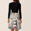 Ladies' Christmas Printed Casual And Fashionable V-neck Long Sleeved Dress