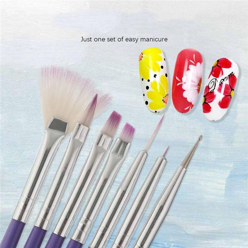 7PCS Professional UV Gel Nail Art Brush Painting Drawing Polish Manicure Tips Tools Liner Dotting Pen Set
