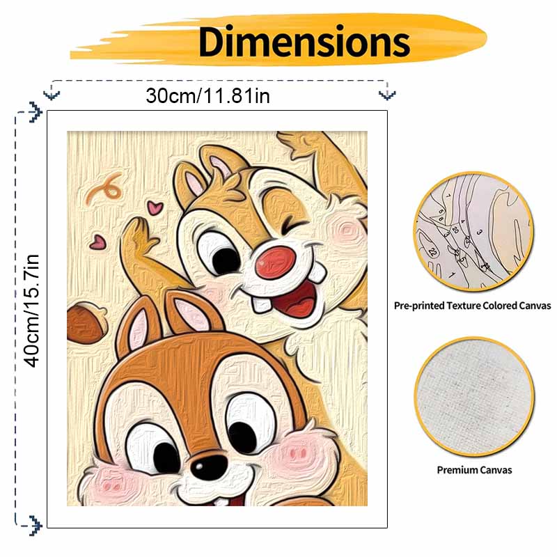 Disney Chipmunk Oil Painting Art Set Cute Wall Decor Handmade Gift Idea For Her