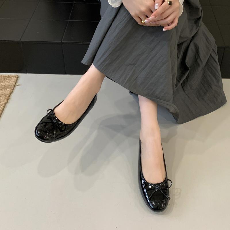 Inner Height Increase Silver Small Single Shoes Women's Shoes Spring and Autumn 2025 Summer French Bow Red Ballet Evening Shoes