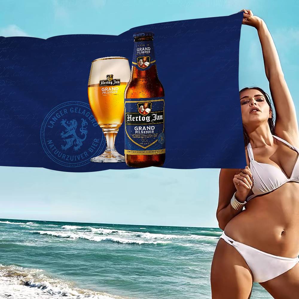 H-Hertog Jan Microfiber Blanket Quick Drying Beach Towels Oversized Printing Super Absorbent Pool Towel Blanket