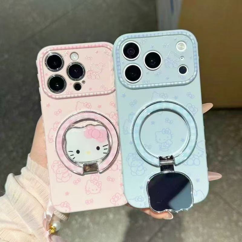 Cute cat bracket is suitable for Apple 17promax mobile phone iphone16/15Pro mobile phone case.