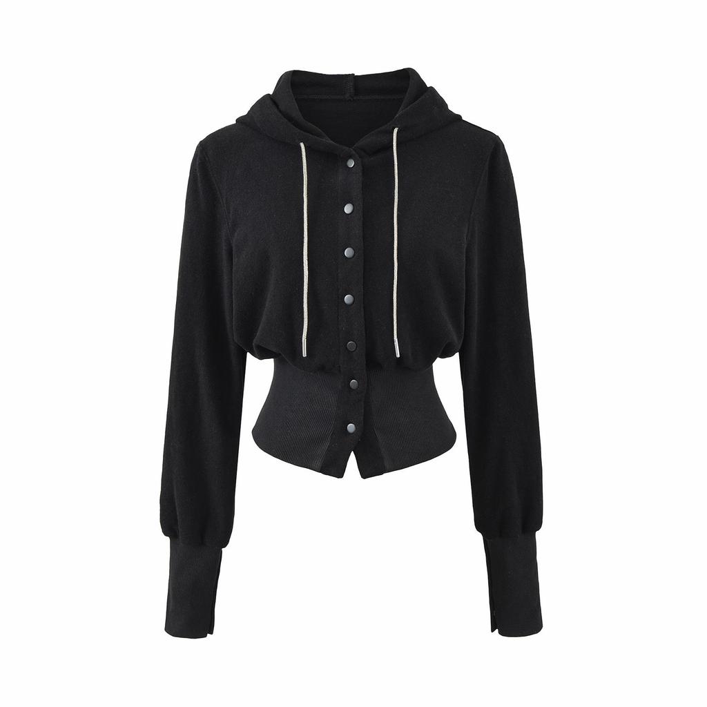 2026 Women's Chic Waist-Cinching Diamond Hooded Cardigan & Micro-Flare Pants Set