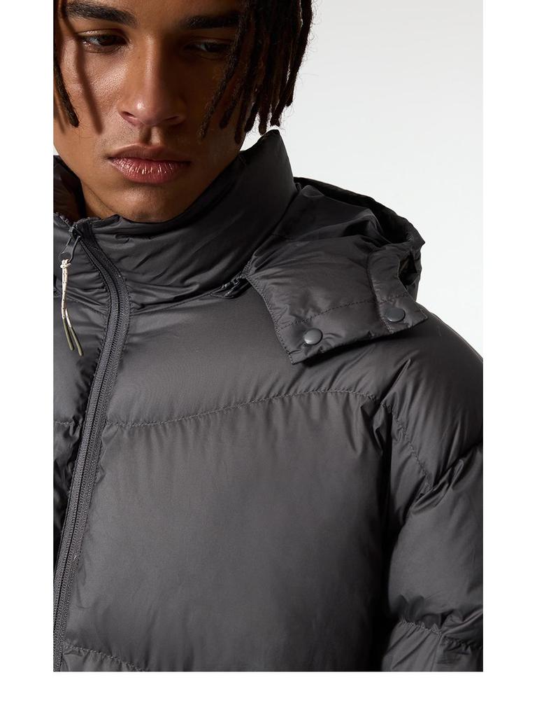 Jiezhan Men's Lightweight Hooded Down Puffer Jacket | 90% Down, Solid Color, Trendy Autumn/Winter Collection