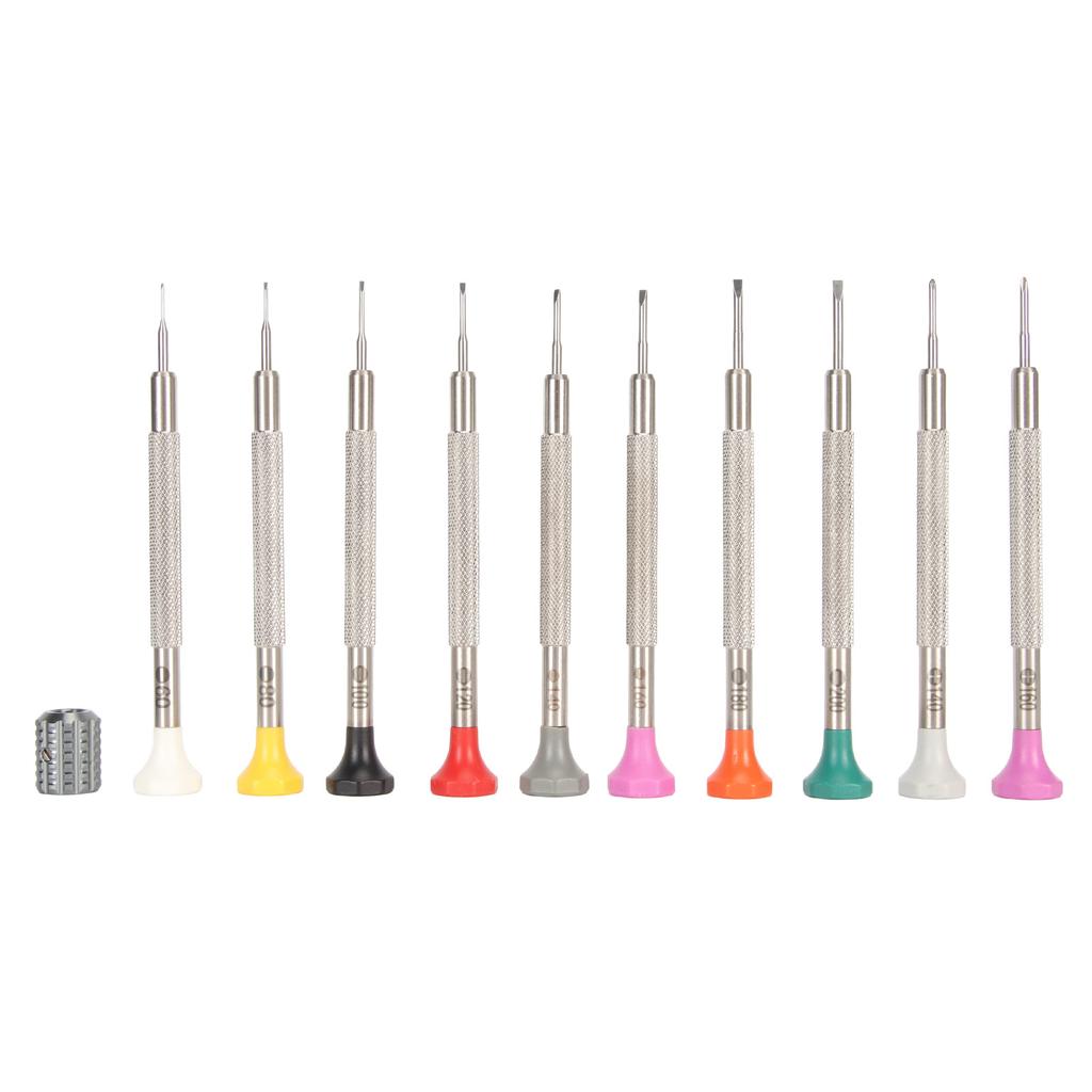 10Pcs Watch Screwdriver Set 8 Sizes Slot and 2 Sizes Cross Stainless Steel Watch Screwdriver Tools