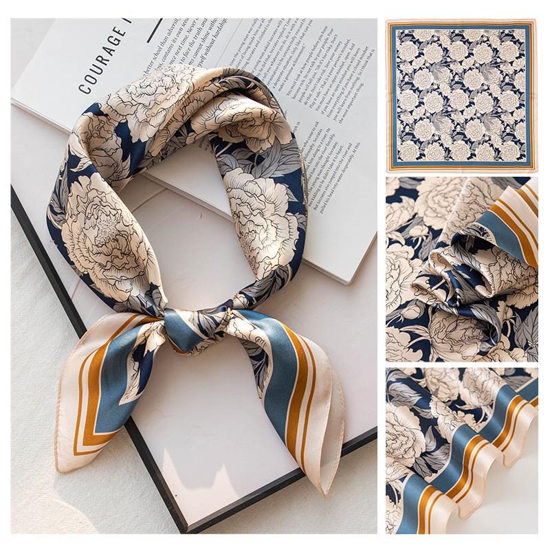 Mulberry Silk Printed Scarf 70cm Soft Skin-Friendly Shawl Women Fashion