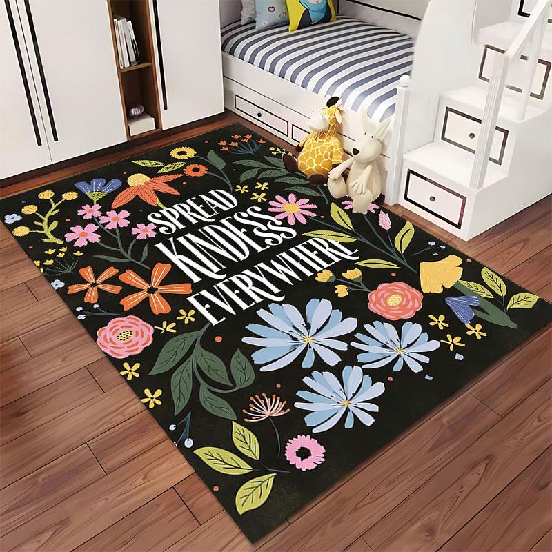 Floral "Spread Kindness" Carpet suitable as a non-slip mat for the living room or bedroom sofa