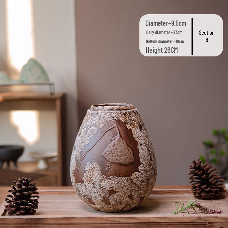 Vaso in Ceramica Wabi-Sabi a Forma di Capsula di Loto per Fiori Secchi - Decorazione Zen per Tavola da Pranzo