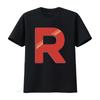 Mens Team Rocket Gaming Video Game T Shirt with Bold Red R Print Vintage Washed Stretched Unisex Streetwear Homme Stylish